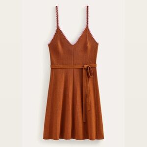 Boden Crochet Edge Ribbed Orange Mini Dress Women’s Size 8